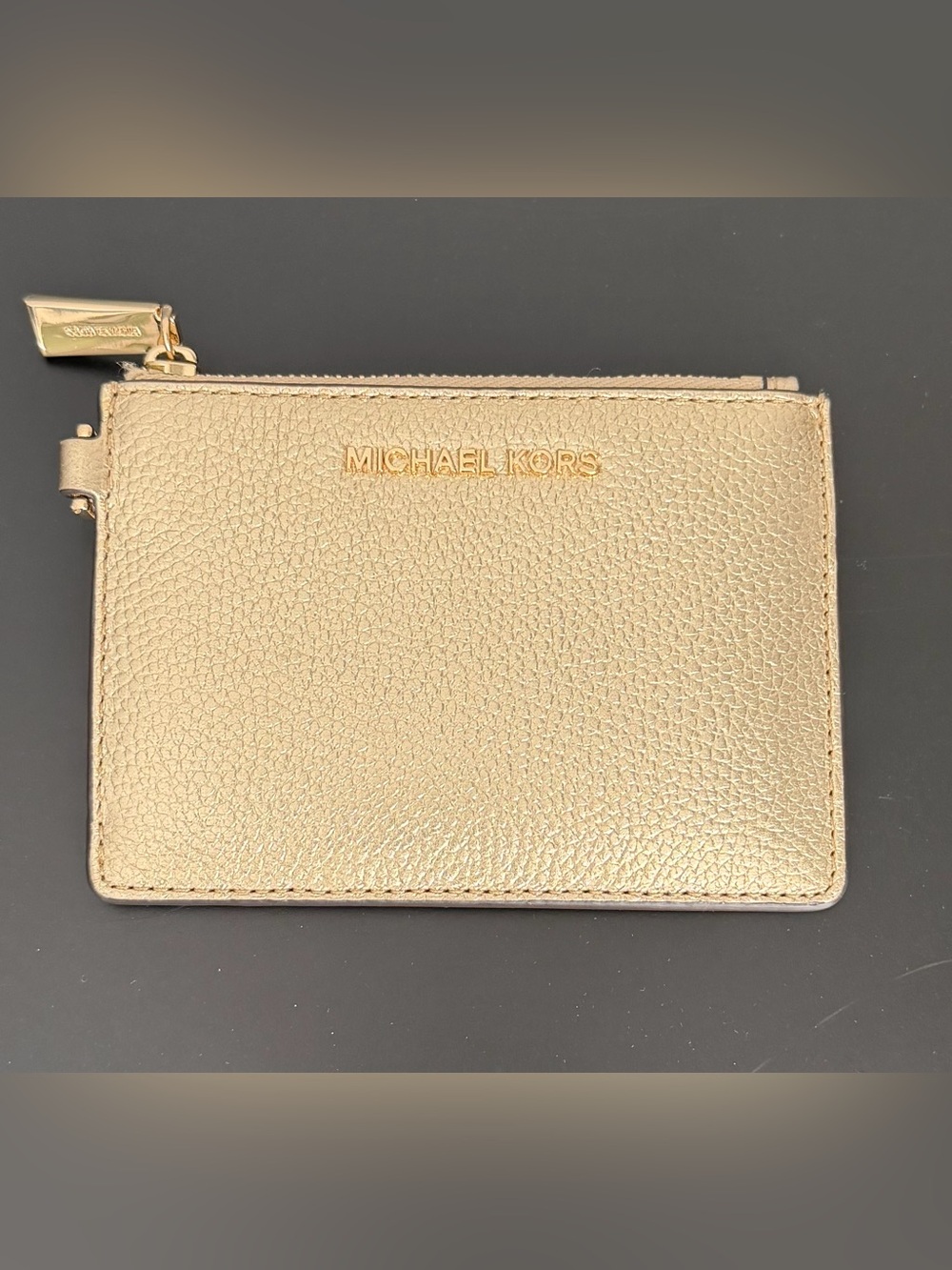 Michael Kors Metallic Gold Zip Card Pouch